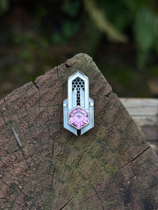 Hex - Lab Grown Pink Sapphire Pendant in Sterling Silver