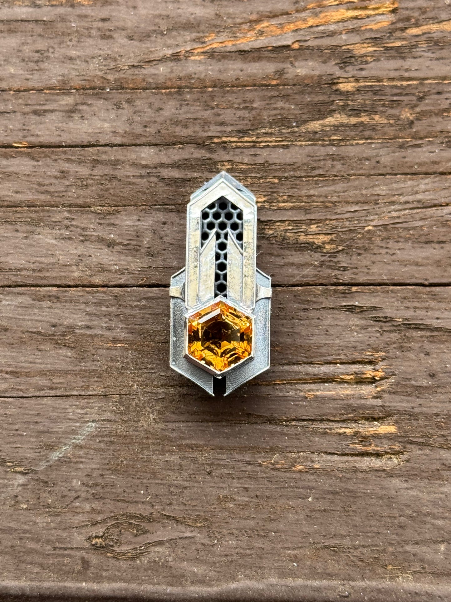 Hex - Citrine Pendant in Sterling Silver