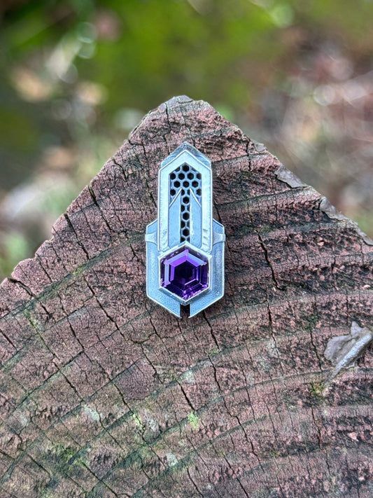 Hex - Amethyst Pendant in Sterling Silver